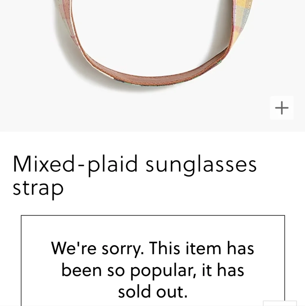 J.CREW MIXED PLAID SUNGLASSES STRAP - LEATHER BNWT UNISEX RETIRED 1 LEFT!